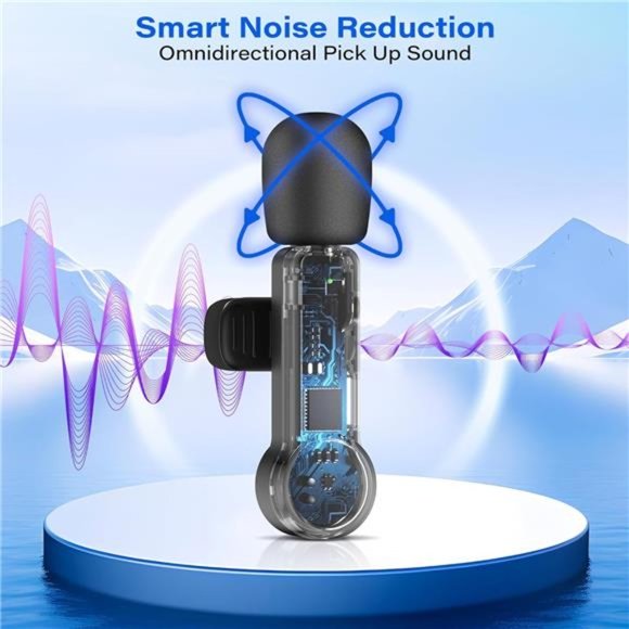 Wireless Lavalier Microphone for iPhone Android Camera – Cordless Lapel Mics - Picture 5 of 8